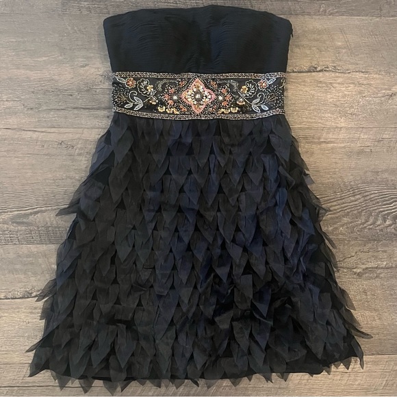 Sue Wong Beaded Silk Petal Mini Dress - Picture 1 of 6